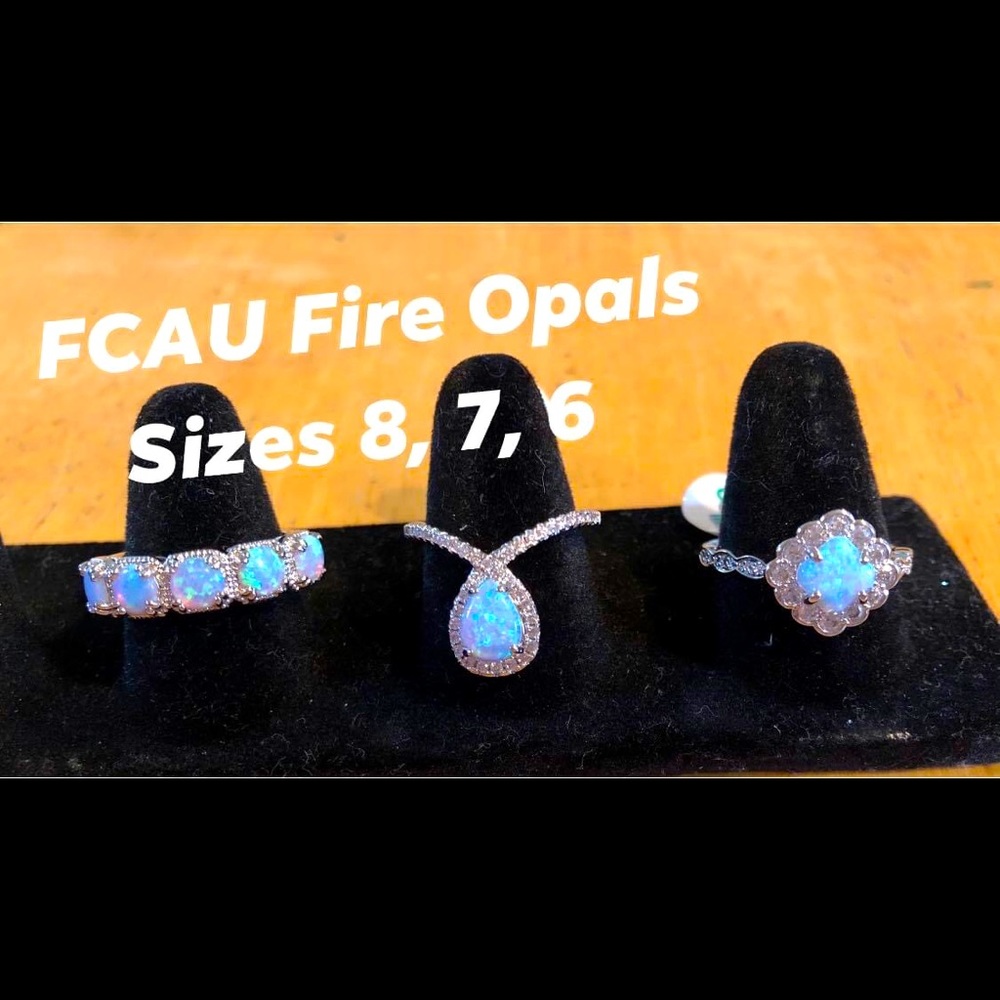 FCAU Iridescent Fire Opal Ring Bombs